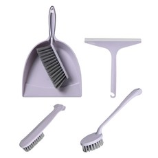 탑피아 심플 고급 빗자루 쓰레받이 청소 5종 세트, 자주색, 1세트