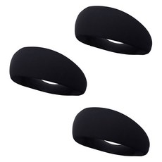 網眼運動髮帶, 黑色, 3個