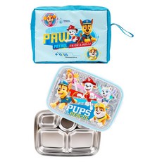 LiLFANT 小狗救援隊深寬不鏽鋼餐盤包組合 PU8844, 1套, 餐盤 + 提袋, 混合色