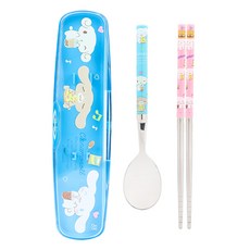 LiLFANT 幼兒款大耳狗多合一輕量真空不鏽鋼餐具透明盒組 SC8773, 混合色, 湯匙 + 筷子 + 餐具盒, 1套