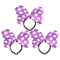 立體點點蝴蝶結髮帶 大, 紫色, 3個