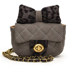 소리달 여성용 차로 호피 리본 퀄팅 체인 금장장식 미니 크로스백