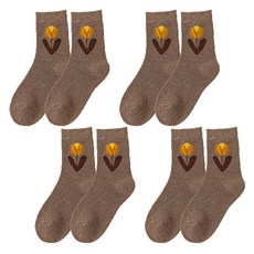 소니오 여성용 브라운 튤립 패션 양말 4켤례 세트