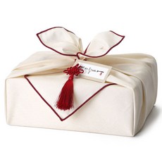 indi.k 棉布包巾 + 盒子 + 流蘇 + 貼紙標籤包裝組 4號, 1套, 象牙白