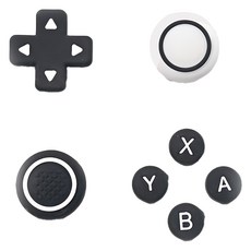 HOHOO 任天堂 Switch Lite 矽膠搖桿帽 + 按鍵帽套組, 黑色, 1套, 單一商品