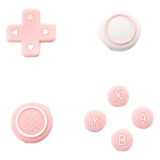 HOHOO 任天堂 Switch Lite 矽膠搖桿帽 + 按鍵帽套組, 粉紅色, 1套, 單一商品