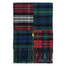 POLO RALPHLAUREN Pony 拼布格紋流蘇圍巾