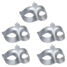 Party09 緞面派對半臉面具, 銀色, 5個