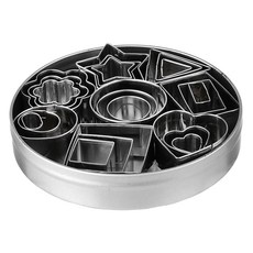 plala 24種餅乾模具 + 圓形收納盒套組, 銀色, 1套