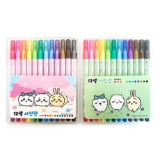 吉伊卡哇 12色簽字筆 2種套組, 1套, 混合色