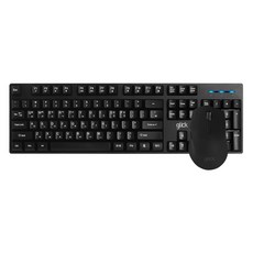 지클릭커 오피스프로 스탠다드 M 무선 키보드 + 인체 공학 무소음 마우스 세트, WMK60, 블랙, 일반형