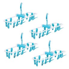 머니풀 접이식 안전고리 양말 건조대 빨래 집게 걸이, 블루, 4개