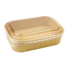 Inp PJ 紙質塗層便當盒 500ml 17.2 x 12 x 3.5 cm 含蓋, 25個, 1入