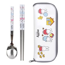 kitchen U Miffy 兒童湯匙筷子收納盒組, 1套, 湯匙 + 筷子 + 收納盒, 混合色