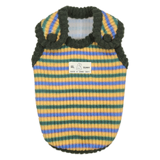 Grooming Dog 寵物棉質鈕扣條紋針織背心, 卡其色, 1個