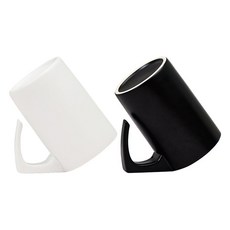 아메리칸로드 플랫 손잡이 심플 세라믹 머그컵 380ml x 2종 세트 RK2370, 화이트, 블랙, 1세트