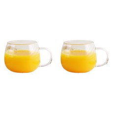 MAKA 내열 유리 러블리 커피잔 340ml CM01, 투명, 2개