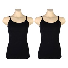 Olivia barbie 韓國製基本款棉質彈性細肩帶背心 2件組