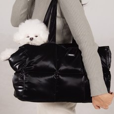 Mingle Pet 雲朵軟墊斜背包, 黑色, 1個