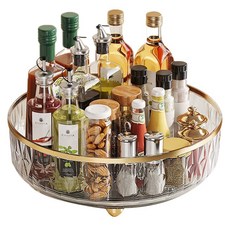 Khohimo 多用途調味罐整理收納360度旋轉托盤 4W469, 1個, 透明白色