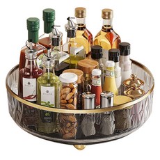 코히모 다용도 양념통 정리 수납 360도 회전 트레이 4W469, 1개, 투명 그레이