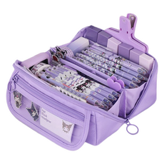 동아피엠에스 대용량 180도 필통 다용도 수납 펜 파우치 케이스 필통, 퍼플, 1개