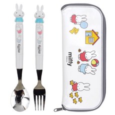 kitchen U 米菲吉祥物湯匙叉子收納盒組, 1套, 湯匙 + 叉子 + 收納盒, 混合顏色