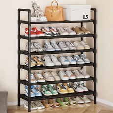 堅固多功能鞋櫃 80cm, 6層, 黑色