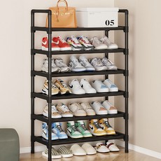 堅固多用途鞋櫃 60cm, 黑色, 6層