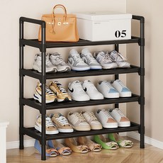 堅固耐用多功能鞋櫃 60cm, 黑色, 4層