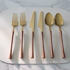 好預感 亞爾森餐具組 B, 1套, 金色, 餐匙 2p + 餐叉 2p + 餐刀 2p