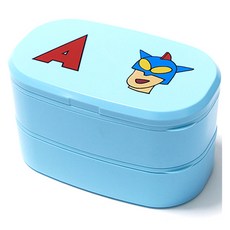 dancomma Dan Dan Company 蠟筆小新 動感超人 Jumbo 2層便當盒, 天藍色, 1個