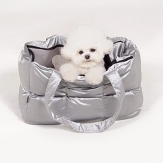 Mingle Pet 雲朵軟墊斜背包, 銀色, 1個