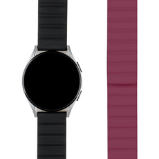 MOHARLAB 智慧手錶 矽膠雙色磁吸錶帶 20mm, 黑色洋紅色