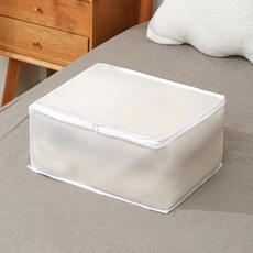 메이크마인 가정용 방진 방수 PVC 이불 수납 파우치 리빙 정리함, 화이트, 1개
