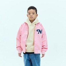 논서비스 아동용 오버핏 엔 로고 바시티 재킷