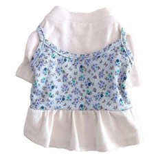 개꿀이냥 강아지 꽃레이어드 원피스 HDOP00429, 아이 블루꽃