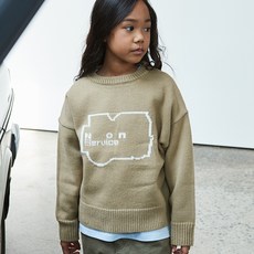 兒童款無服務拼圖Logo針織衫