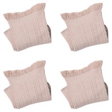 孕婦適用舒適彈性荷葉邊中筒襪 淺粉色, 4個