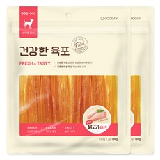 굿데이 강아지 건강한 육포, 소프트 닭고기 슬림스틱, 180g, 2개