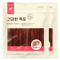 굿데이 강아지 건강한 육포, 소프트 소고기 슬림스틱, 180g, 2개