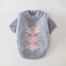 honeydog 狗狗重點菱格紋針織衫 HDKN00445, M, 1個