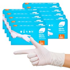 EZn이지엔 업소용 니트릴 장갑 200p, 화이트, 대(L), 10개