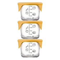 잼먹 스팀홀 소분 원형 이유식 보관용기, 230ml, 옐로우, 3개
