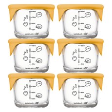 잼먹 스팀홀 소분 원형 이유식 보관용기, 230ml, 옐로우, 6개