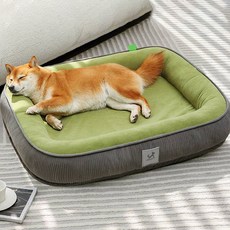 DING DONG PET 寵物深層睡眠橢圓形坐墊靠墊, 綠色, 1個