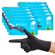 EZn이지엔 업소용 니트릴 장갑 200p, 블랙, 중(M), 10개