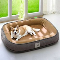 DING DONG PET 寵物深層睡眠橢圓形坐墊靠墊, 米色, 1個