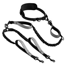 REDPUPPY 狗狗芝加哥雙犬用遛狗牽繩, 1個, 黑灰色