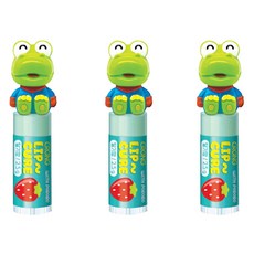 KM Pharmaceutical Pororo 幼兒用 Crong 公仔 Lip Cure 護唇膏, 3個, 2.5g, 草莓香